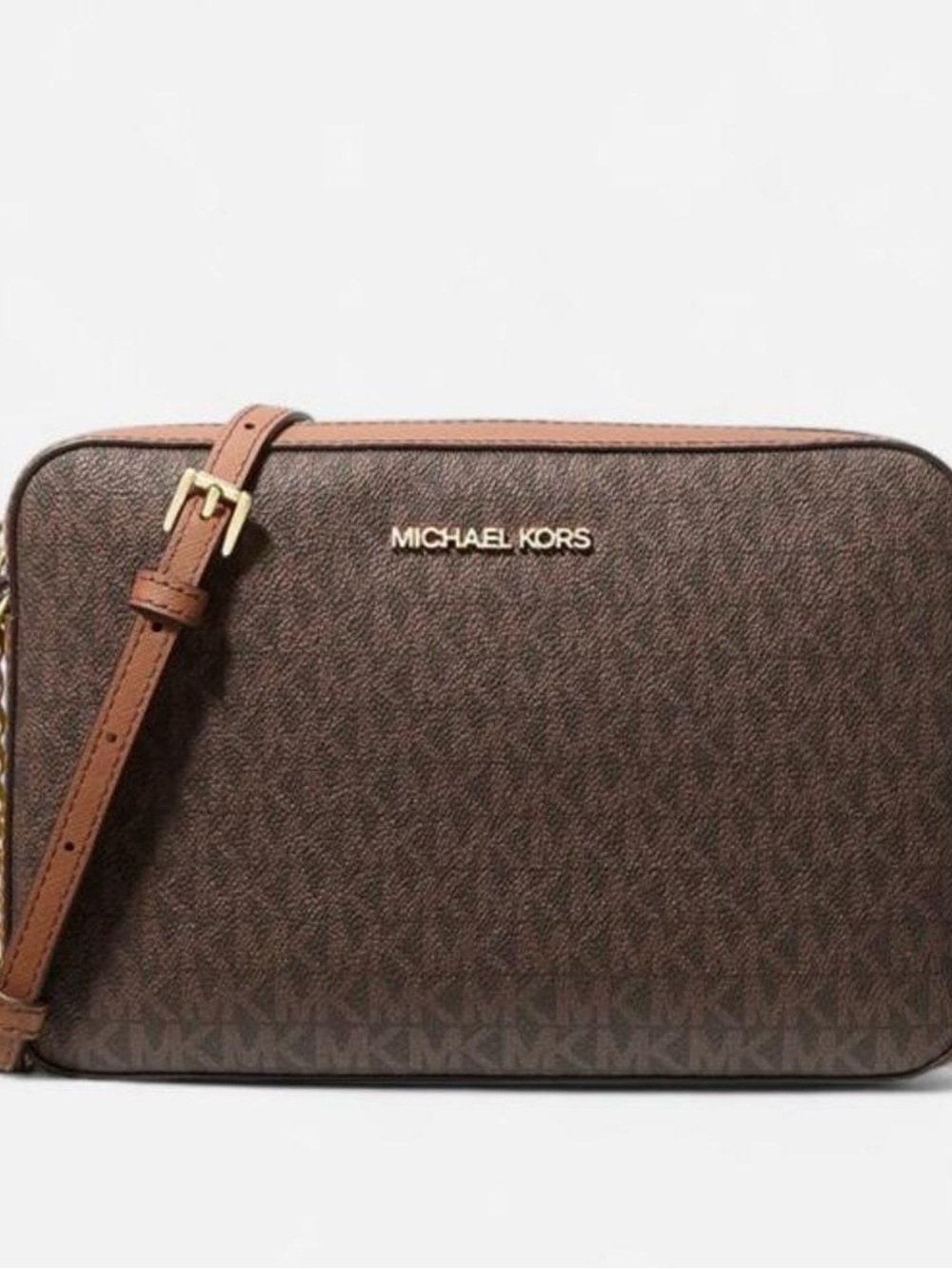 Michael Kors Brown Logo-Print Messenger Crossbody